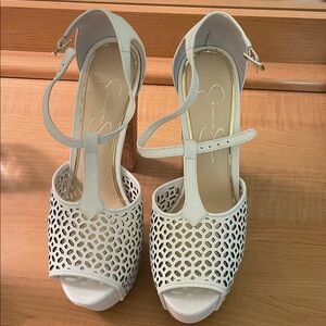 Jessica Simpson White Cutout Heels